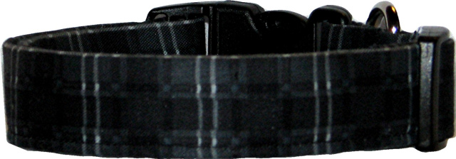 Black & Gray Plaid Handmade Dog Collar